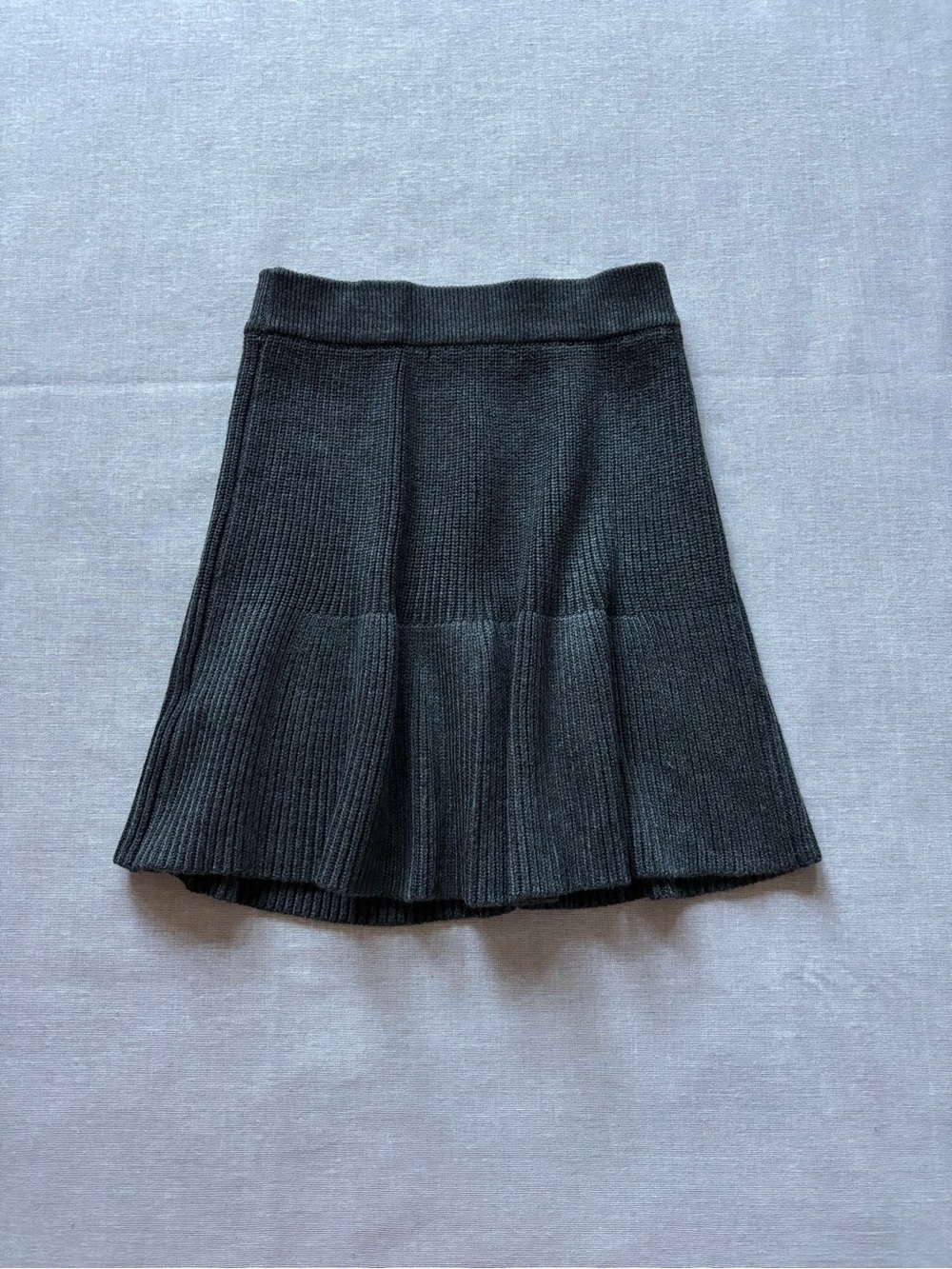 Zara gray peplum ribbed knit mini skirt a-line work office minimalist size S